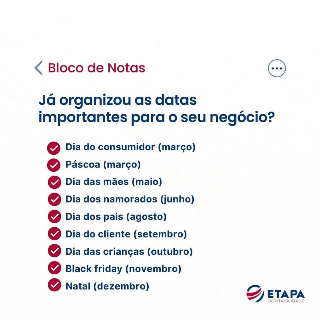 Já organizou as datas importantes para o seu negócio?